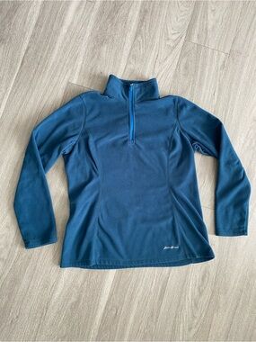 Eddie Bauer Teal Blue Women's Quarter-Zip Fleece Pullover Size Medium Petite